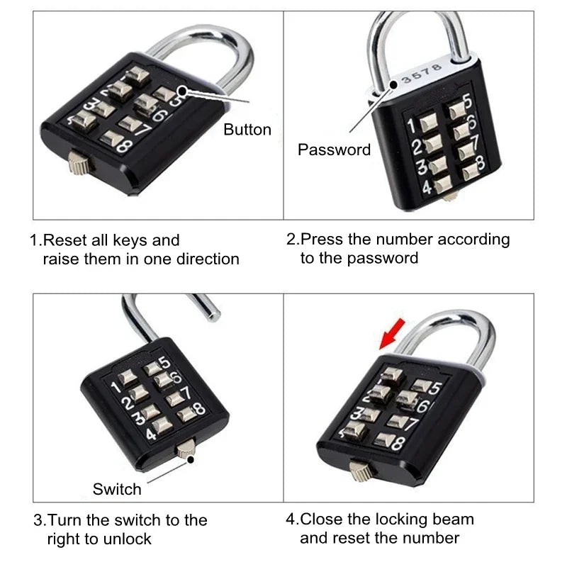 8 Digits Password Code Combination Padlock