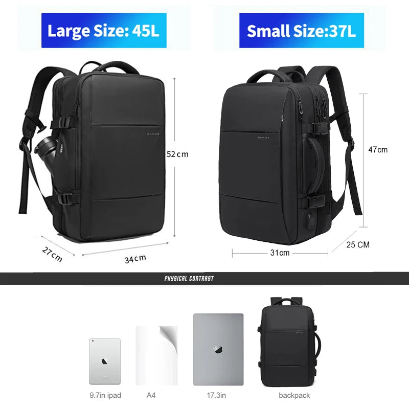 Expandable Tech Backpack – Waterproof, USB Charging, Fits 17.3" Laptop