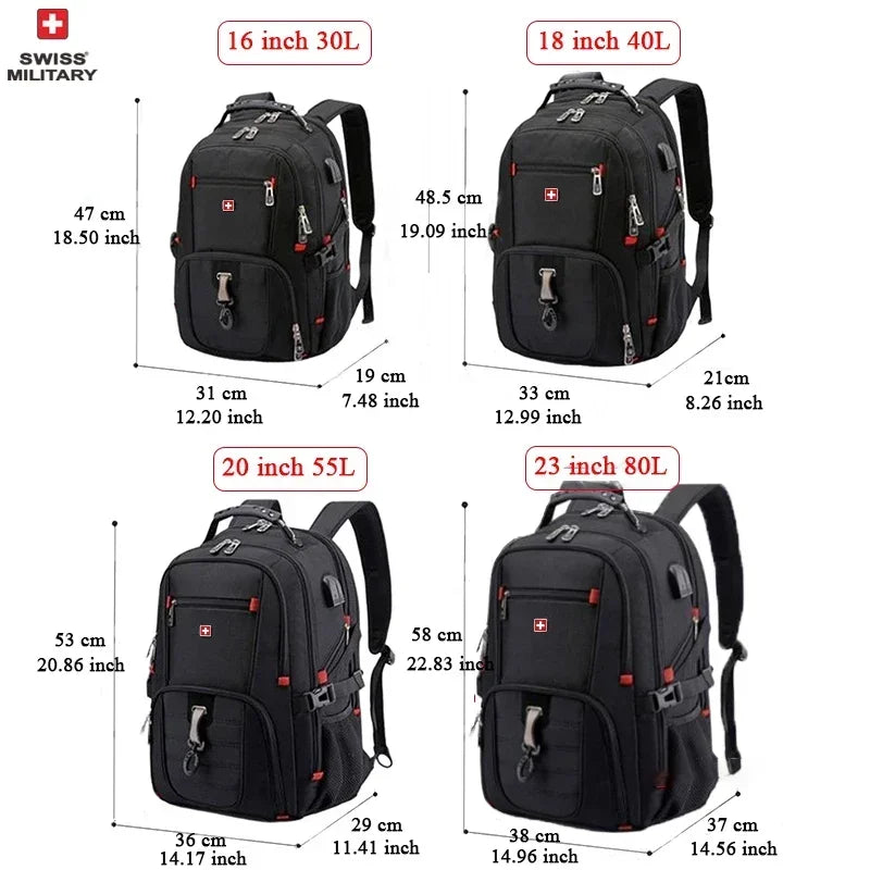 SWISS 17" Laptop Backpack With Waterproof USB Charge Port