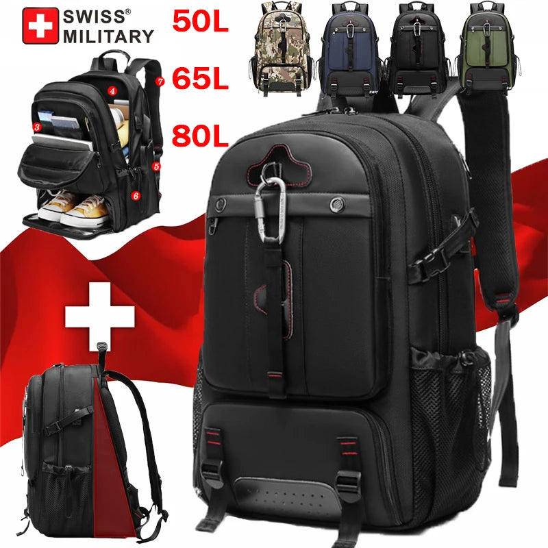 Expandable Waterproof Travel Backpack – USB, Hiking & Climbing Gear Bag