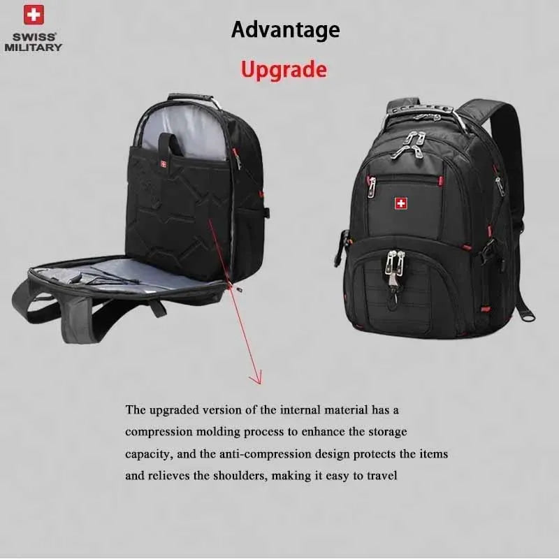 SWISS 17" Laptop Backpack With Waterproof USB Charge Port