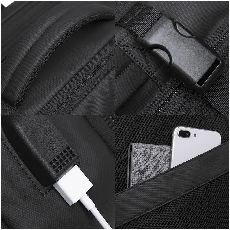 Expandable Tech Backpack – Waterproof, USB Charging, Fits 17.3" Laptop