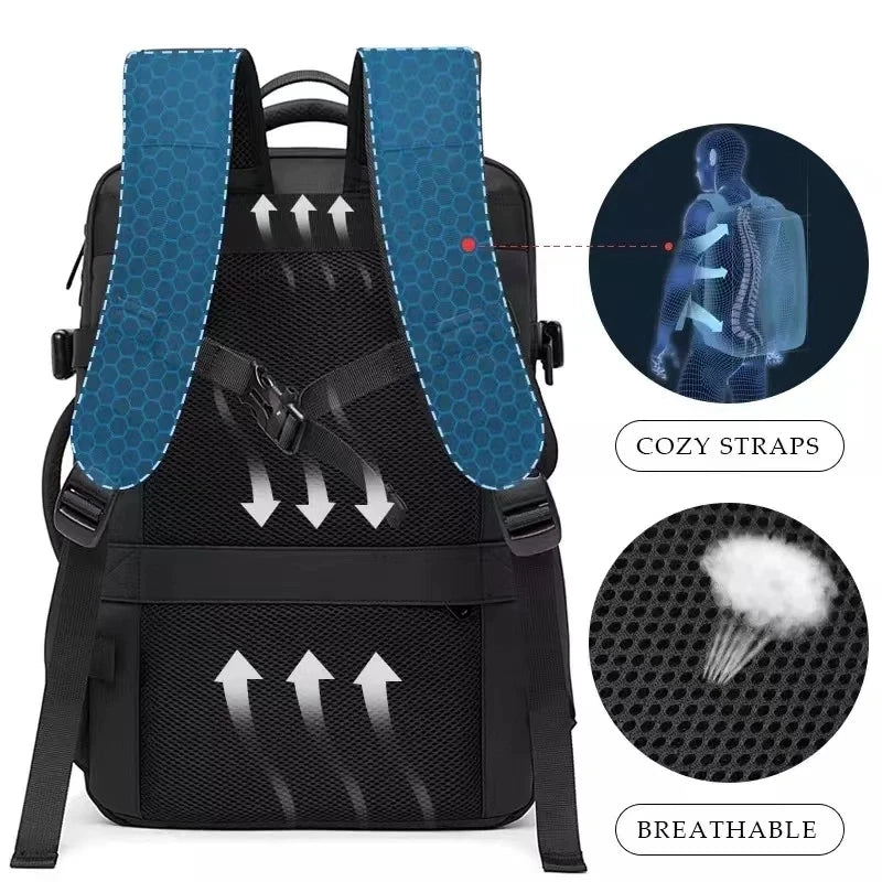 Expandable Tech Backpack – Waterproof, USB Charging, Fits 17.3" Laptop