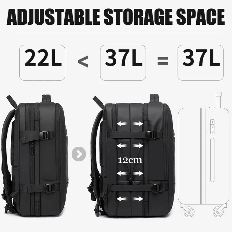Expandable Tech Backpack – Waterproof, USB Charging, Fits 17.3" Laptop