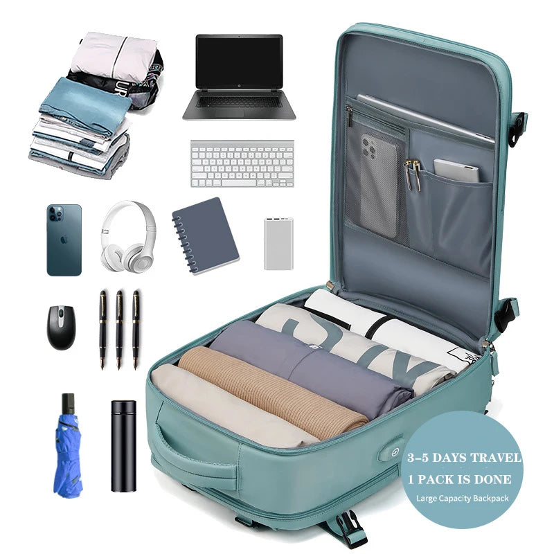 Waterproof Carry-On Backpack with Shoe Compartment & USB