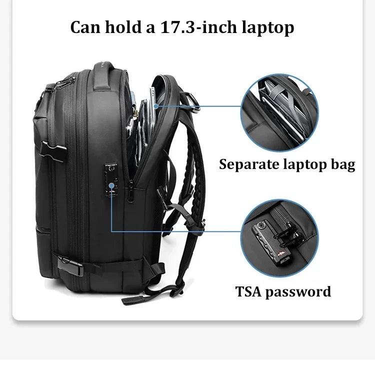 Expandable Travel Backpack With Shoes Pocket