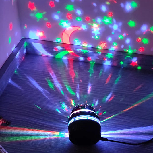 1PC Star Projector Lamp Usb Powered Colorful Rotating Magical Ball Light