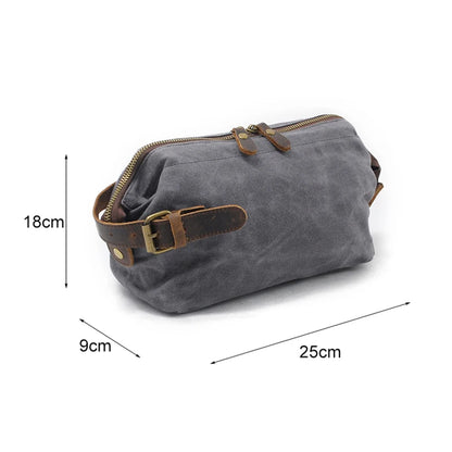 Canvas And Leather Toiletry Bag