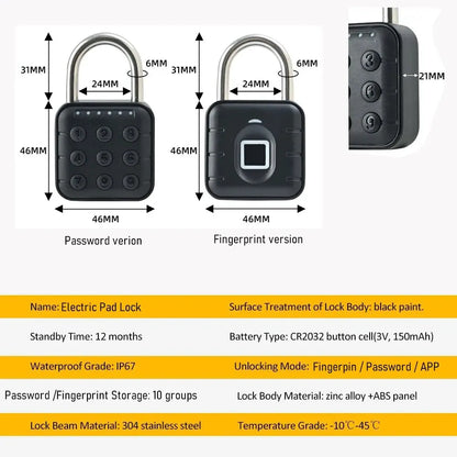 Bluetooth Fingerprint Digital Padlock for Luggage