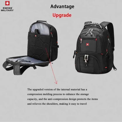 SWISS 17" Laptop Backpack Waterproof USB Charge Port