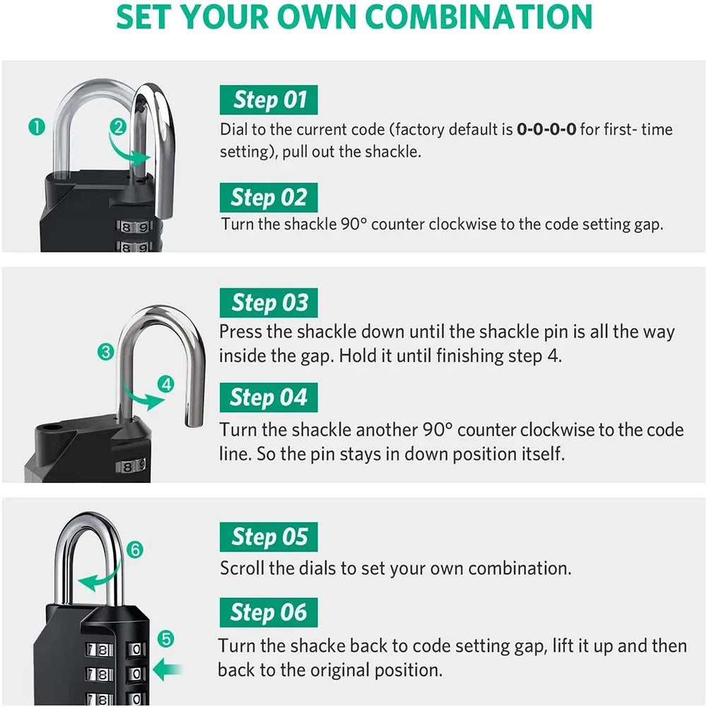 1pc Combination Resettable Lock | 4 Digit Padlock