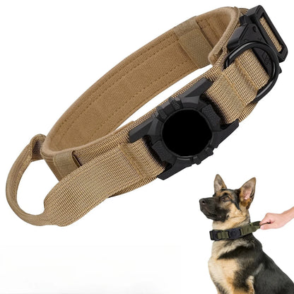 Tactical AirTag Dog Collar, with AirTag Holder and Handle