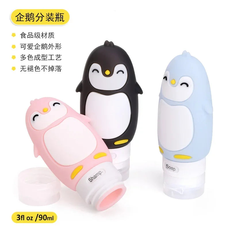 Portable Cute Cartoon Bear Penguin Animal Silicone Travel Bottle