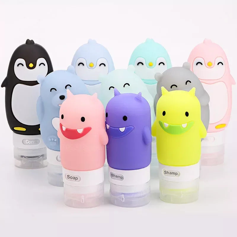 Portable Cute Cartoon Bear Penguin Animal Silicone Travel Bottle