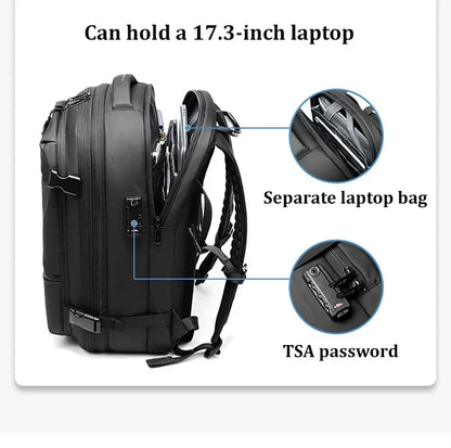 Expandable Travel Backpack With Shoes Pocket