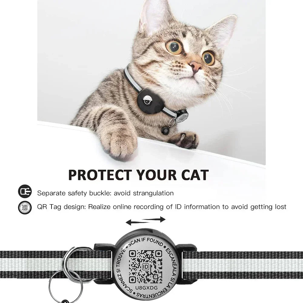 Air Tag Cat Collar & QR ID Tag