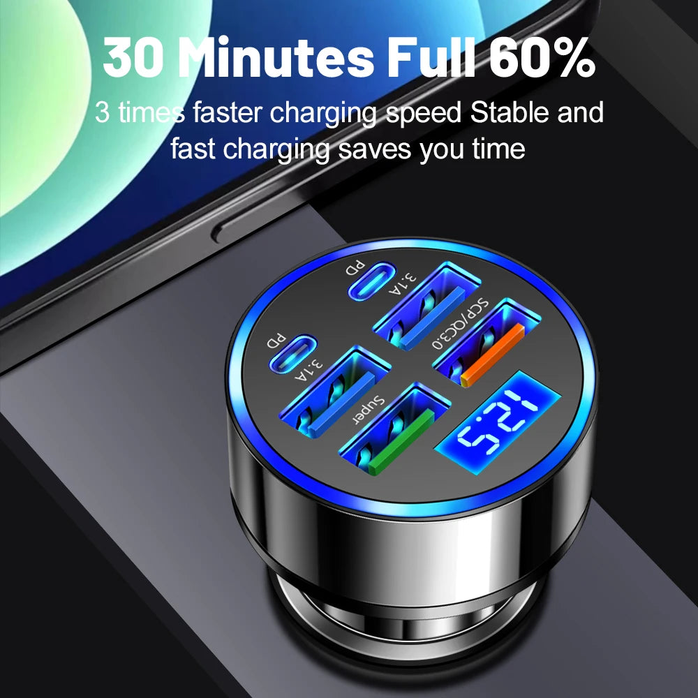 100W 6 Ports Car Charger